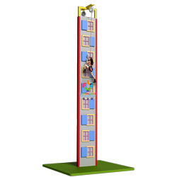 Kids rock climbing wall panels mounted on a commercial steel climbing wall frame