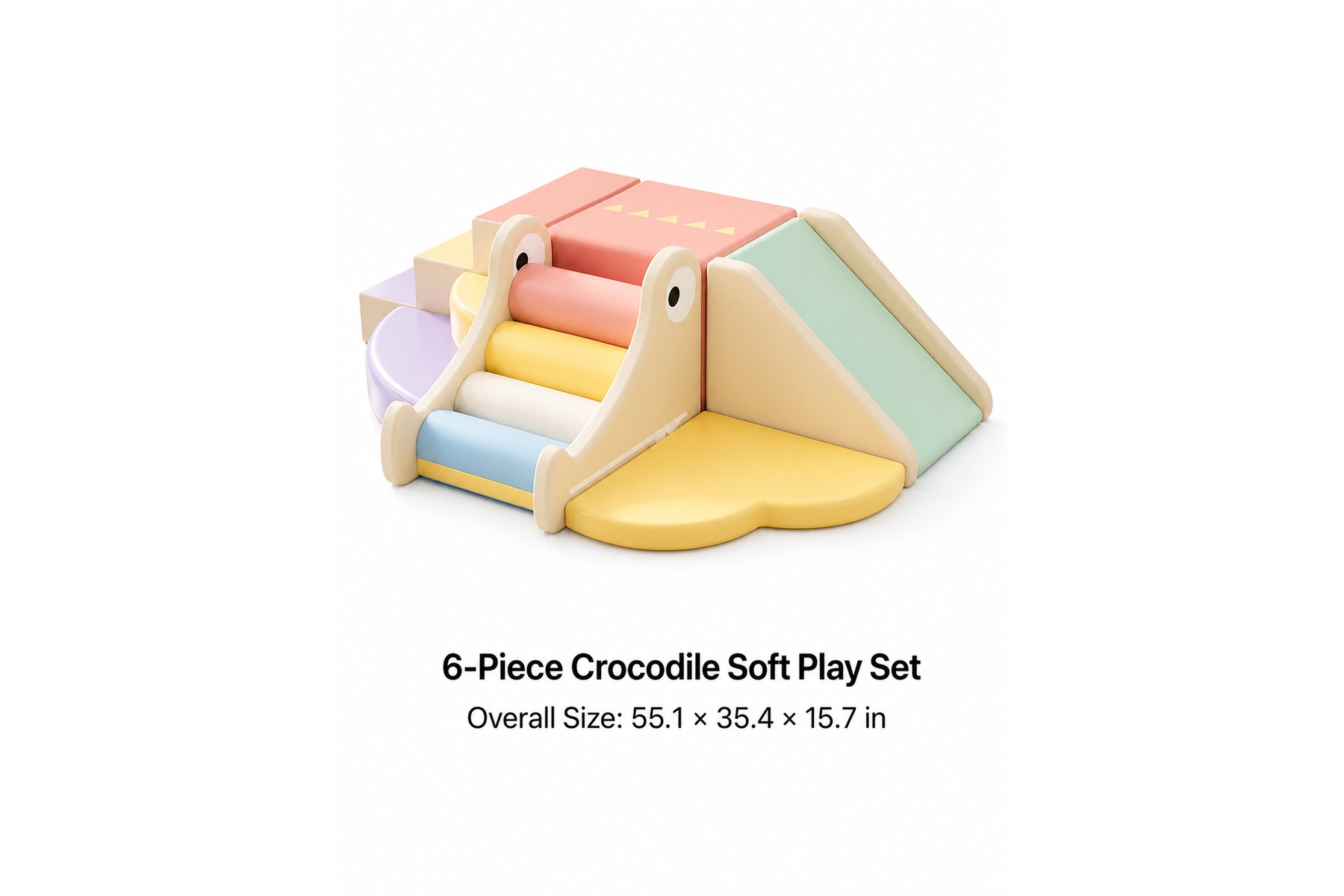 6-Piece Crocodile Soft Play Climber & Slide Set